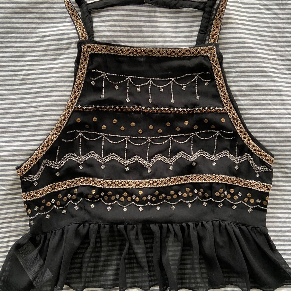 Mesh beaded Free People top